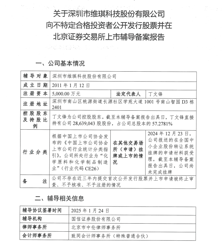 维琪冲刺北交所！